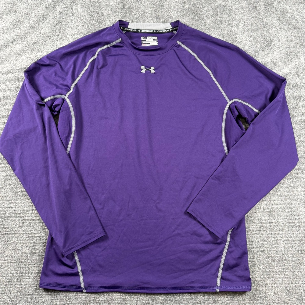 Under Armour Compression Shirt Mens 3XL Purple HeatGear Long Sleeve Athletic Gym